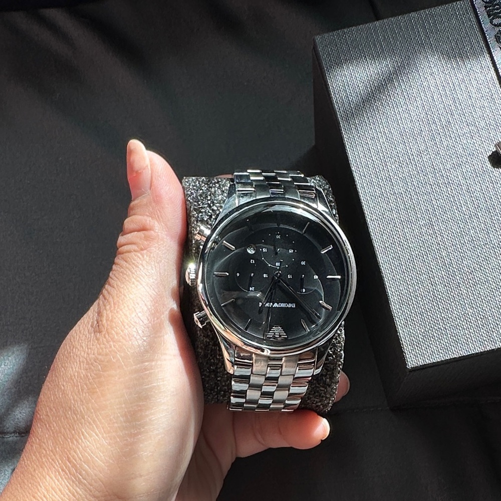 Emporio Armani Black and Silver Men's Watch